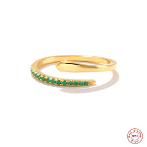 Joyería fina de moda minimalista lujosa serpiente en forma de diamante incrustaciones eternidad banda anillo para <span class=keywords><strong>mujer</strong></span> S925 plata esterlina estilo INS - Product Image 5