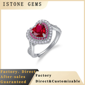 Bague en argent sterling S925 avec rubis, design cœur - Product Image 6