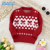 Pull en maille à motif géométrique pour filles, col rond, manches trois quarts, mélange nylon-coton, 12 jauges, collection automne
