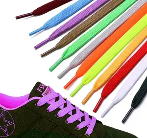 Tali sepatu Sneaker datar 8mm tali sepatu tali sepatu dekoratif warna-warni tali sepatu poliester dasar tali sepatu