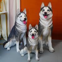 Material de fibra de vidrio escultura bonita estatua de perro Animal estatua de perro Husky Siberiano Artificial para decoración al aire libre interior