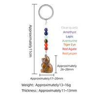 Porte-clés en cristal de pierre naturelle en gros, pendentif chat chakra, améthyste de guérison, porte-clés en cristal