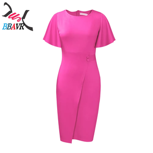 Modest Women Elegant Dresses Short Sleeves Work Office Ladies African <b>Plus</b> <b>Size</b> Formal Dresses - Product Image 6