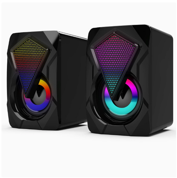 X2 Multimedia Desktop Computer Speaker, Home Desktop Mini RGB Colorful USB Speaker with Wired Subwoofer