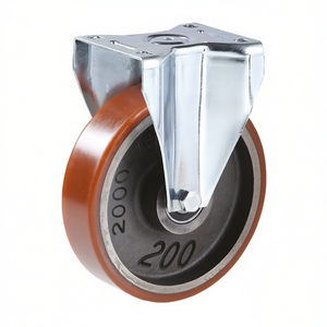 ล้อพร้อมแกนเหล็กหล่อ แผ่นรองรับแบบยึดติด ลูกกลิ้งยางแบบหนัก - Product Image 2