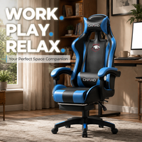 Fauteuil de jeu AOR avec surface en cuir, design ergonomique, base inclinable et pivotante - pour la maison, le bureau et les cybercafés
