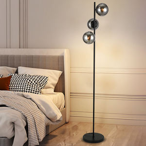 GANVA Lampe de sol d'intérieur en verre de fer 3 têtes 40w Max Led de couleur noire dorée style rétro - Product Image 1