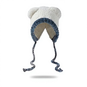 <span class=keywords><strong>Bonnet</strong></span> d'hiver unisexe en tricot doux et moelleux avec oreilles d'ours, pompons bouclés, 100% acrylique, idéal <span class=keywords><strong>pour</strong></span> le ski - Product Image 1