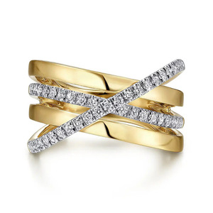 Anello a due toni X Crossover da donna, gioiello minimalista alla moda - Product Image 1