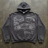 Sudadera con capucha personalizada con diseño técnico, de peso pesado 400GSM, para hombre, estilo urbano americano, con hombros caídos, de forro polar, OEM ODM