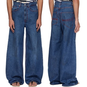 Pantalones Vaqueros Retro Azules para Hombre, Corte Holgado, Pierna Ancha, Estilo Baggy, Desgastados, de Algodón - Product Image 6