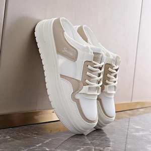 Sandales plates minimalistes blanches semi-ouvertes pour femmes, sans talons, chaussures tendance de luxe automne/printemps - Product Image 5