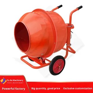 เครื่องผสมคอนกรีตแบบถังเคลื่อนที่สีแดง ขนาด 120 ลิตร แบบเข็นมือ พร้อมล้อและมอเตอร์ - Product Image 5