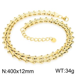 Nouveau design de haute qualité en acier inoxydable plaqué or 18 carats étanche <span class=keywords><strong>Victoria</strong></span> Train Track Chain Chokers Collier <span class=keywords><strong>Bijoux</strong></span> pour hommes et femmes - Product Image 5