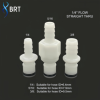 Sambungan Pipa BRT 1/4 Barb Quick Coupling 1/8 Inch Port Press Fit Non Valve Fluid Fitting untuk Sistem Udara, Oksigen, Tinta, dan Air
