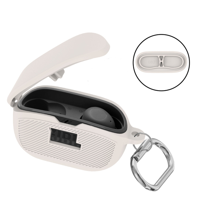 Soft Silicone Full Protection Shell Earphone Charging Box Case Wireless Earbuds Cover ForJBL Vibe Buds with Carabiner