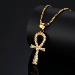 Custom 316L Stainless Steel Charm <b>Necklace</b> 14K 18K PVD Gold Plated Fine Jewelry Fashion Zircon Cross <b>Ankh</b> <b>Necklace</b> For Women - Product Image 2