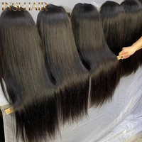 Rambut Asli Brasil 30 Inch Bone Straight 13X4 Natural Remy Tanpa Lem Wig Rambut Manusia Transparan HD Lace Front