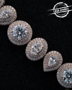 שרשרת טניס מזהב ורוד LEQI 9K-18K |   אשכול יהלומים עגולים ומרקיזה שגודלו במעבדה (תכשיטי יוקרה בסגנון היפ הופ ושטיח אדום) - Product Image 3