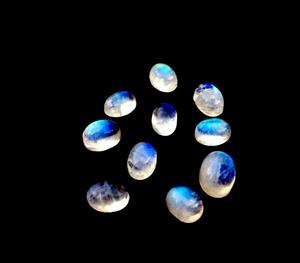 10pcs High Quality Natural Rainbow Moonstone Smooth Oval Shape White Fire Loose Gemstone Cabochons for Jewelry <b>Stone</b> Beads - Product Image 1