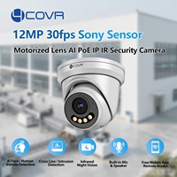 Caméra de sécurité PoE 4COVR 30fps 12Mp avec capteur Sony, objectif zoom optique, audio bidirectionnel, détection faciale IA, surveillance CCTV professionnelle