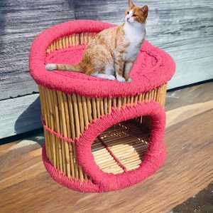 Canne de qualité supérieure Vintage en osier en bois sans bras chaise chien chat Animal assis bambou Cage maisons lit canapé chaise - Product Image 2
