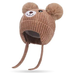 Winter New Children's Hat with Bear Fleece Knitted Kids Ear &amp;Hand Warmers Baby Elasticity <strong>Beanie</strong> with <strong>Pom</strong>-<strong>Pom</strong> 1-4 Year-old - Product Image 3