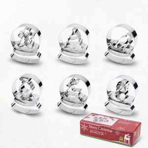 6個ステンレス鋼冬雪グローブクッキーカッタークリスタルボールクッキー型DIYケーキ型ベーキング器具クッキーカッターセット - Product Image 1
