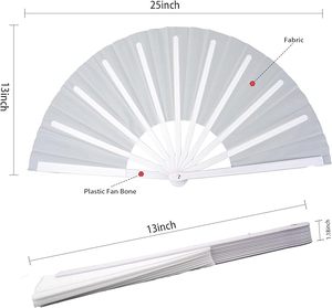 Personalized 33cm Large Colorful <b>Plastic</b> Folding Hand Fan Custom Kung Fu Rave Clack Fans for Women Festive Dance Graduation - Product Image 5