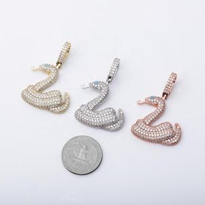 Nieuwe Hiphop Dier Slang Hanger Ketting Micro Pave Zirkonia Hanger Hiphop Mode Sieraden Cadeau Mannen Vrouwen Bling Sieraden - Product Image 5