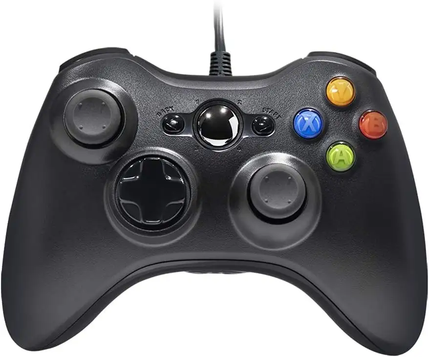 Manette de jeu filaire USB pour Xbox 360, Xbox 360 Slim, Windows PC-Remplacer la manette filaire USB Double moteur de vibration