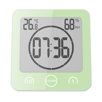 Jam Digital LCD Tahan Air Kontrol Sentuh Timer Alarm Jam Dinding Kamar Mandi dengan Pengukur Kelembapan dan Suhu