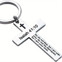 Porte-clés Croix Chrétienne, Porte-clés Sainte Bible, Porte-clés en Acier Inoxydable avec Verset Biblique, Bijoux de Prière de Jésus, Cadeaux Religieux pour Baptême