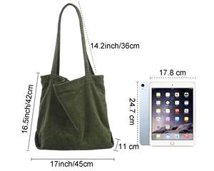 New Style Good Quality Casual Student Large Shoulder Customized Corduroy Tote Bag for <b>Women</b> - Product Image 4