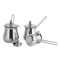 Moderner Türkischer Kaffeekocher aus Edelstahl mit Langem Griff und Deckel für Herd, Geeignet für Kaffee, Milch, Tee, Heiße Schokolade, Köstliches Tägliches Getränk