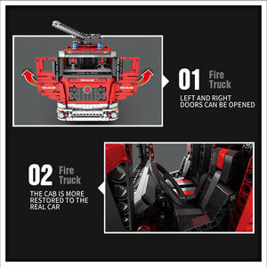 Reobrix 22008, Coche de Control Remoto con Control por Aplicación, Coche RC de Alta Tecnología, Camión de <span class=keywords><strong>Bomberos</strong></span> con Escalera, Modelo de Bloques de Construcción, Serie de Juguetes de Plástico para Niños - Product Image 6