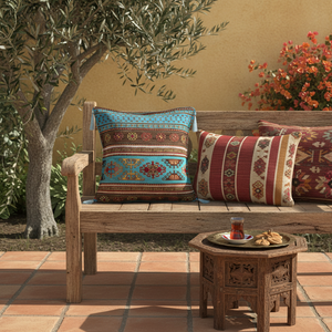 Kilim Designed Brown - Turquoise Turkish & Ottoman Cushion - Pillow Cover - Product Image 3