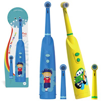 Cepillo de Dientes Eléctrico Giratorio para Niños de 3 a 6 Años, con Pilas, Cerdas Suaves de Dibujos Animados