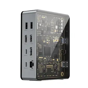 WiWU venta al por mayor 16 en 1 Tipo C Hub adaptador para ordenador portátil puertos múltiples estación de acoplamiento USB3.1 Pantalla de TV lector de tarjetas Lan para Macbook