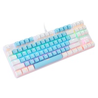 Clavier mécanique BAJEAL K100, nouveau, bleu et blanc, 87 touches, USB 2.0, rétroéclairage RGB, filaire, interrupteurs bleus, étanche, plug and play, pour ordinateur de bureau et ordinateur portable