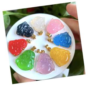Collier mini pendentif <span class=keywords><strong>bouddha</strong></span> <span class=keywords><strong>en</strong></span> <span class=keywords><strong>jade</strong></span>, nouvelles couleurs, 1 pièce, pendentif <span class=keywords><strong>bouddha</strong></span> pour bijoux cadeaux, meilleures ventes - Product Image 1