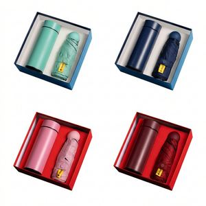 Customizable Logo Corporate Business Gift Set Vacuum Thermos <b>Cup</b> with Automatic Umbrella Promotional Giveaway for VIP Clients - Product Image 6