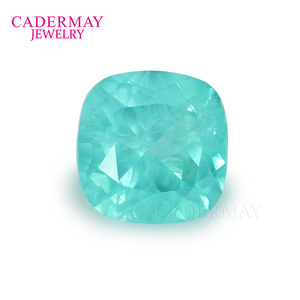 Cadermay Jewelry Synthetic Paraiba Garnet Cushion Cut Loose Stone For Jewelry Making Blue Gemstone - Product Image 3