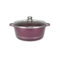 Vente flash : Ensemble de 10 casseroles de style vintage en aluminium moulé sous pression avec revêtement antiadhésif en marbre et couvercle en verre