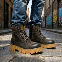 Bottes de travail en cuir personnalisées pour hommes, bottes chukka à lacets, bottes à semelle épaisse, fabrication OEM ODM, étiquette privée personnalisée pour la vente en gros