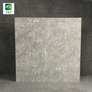 Full polished porcelanato ceramic tiles 600*600 mm gloss grey marble look porcelain glazed tile floors