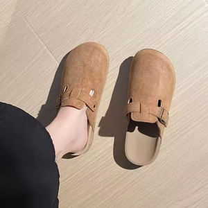 Zapatos de Diseñador para Mujer, Alta Calidad, Pantuflas de Cuero de Vaca y Gamuza para Hombre, Zapatos Cómodos con Suela de Corcho, Zapatos Casuales Cálidos para Exteriores - Product Image 4