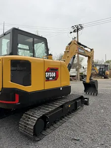 Excavadora hidráulica de cadenas SY55U directa de fábrica para construcción de carreteras, trabajos agrícolas y desarrollo de sitios - Product Image 3