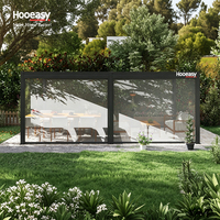 Pergola bioclimatique Hooeasy pour jardin extérieur, autoportante, avec stores latéraux à fermeture éclair, stores enrouleurs et toit à lames orientables