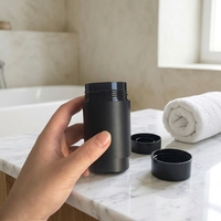 Tube de déodorant et de parfum en plastique noir mat, cylindrique, vide, 30g 50g 75g, avec capuchon à vis pour stick de lotion et écran, emballage à poussoir